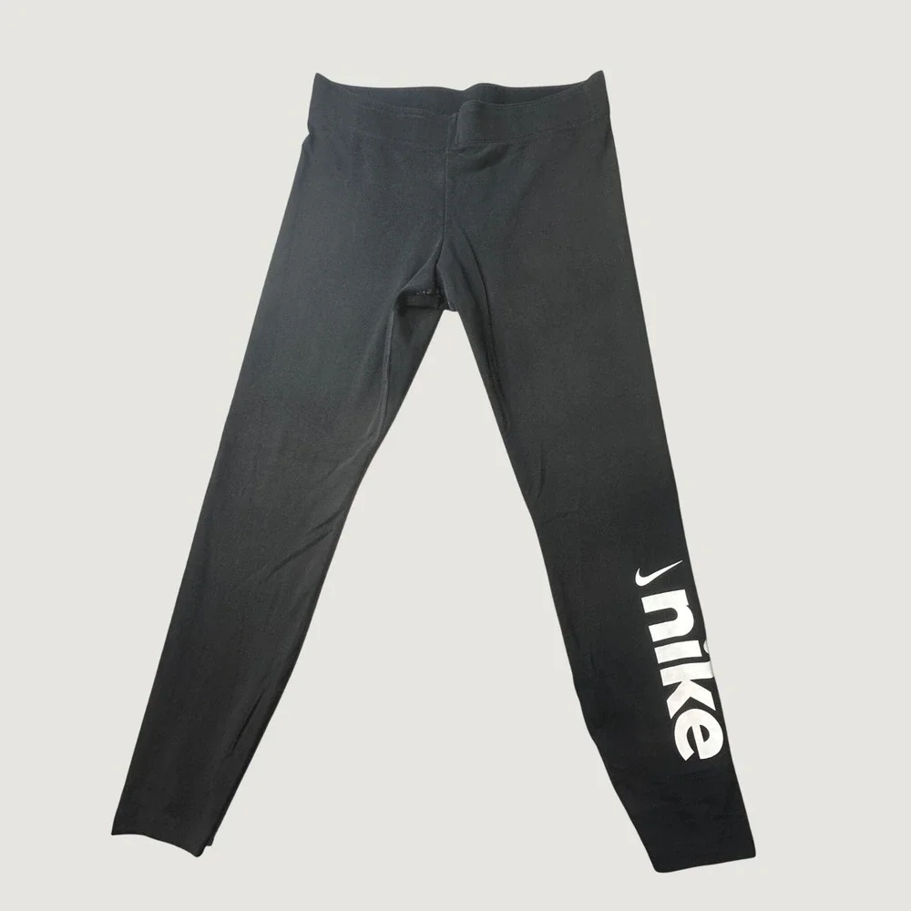 Nike Leggings Womens L CU5074-010 Black Graphic Logo Sportswear Activewear